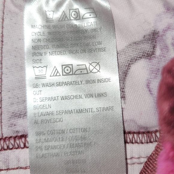 NWOT Isaac Mizrahi Velvet Floral Stirrup Leggings Stretch Magenta Pink Burgundy - Picture 5 of 5